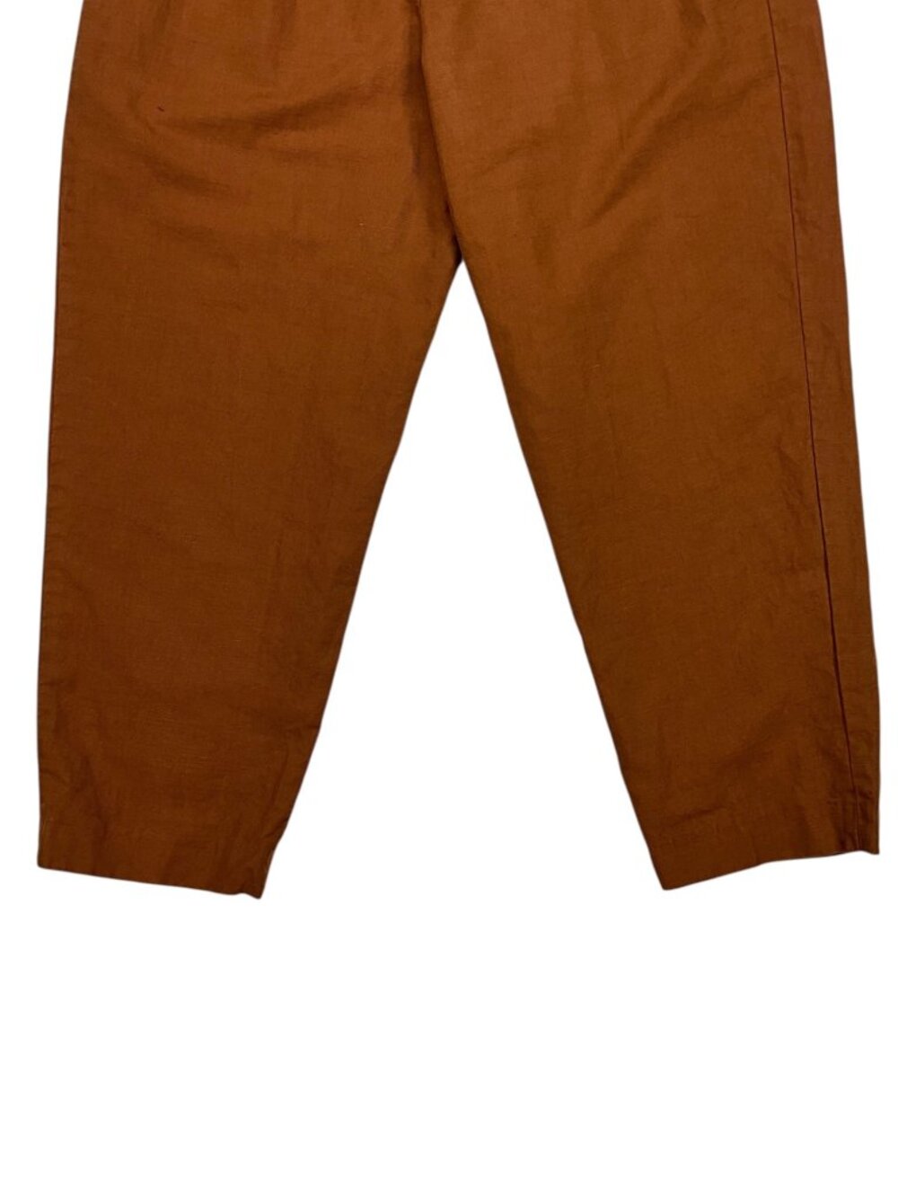 Zara Linen Cotton High Rise Tapered Pant XS Brown Paperbag Waist - Picture 15 of 16